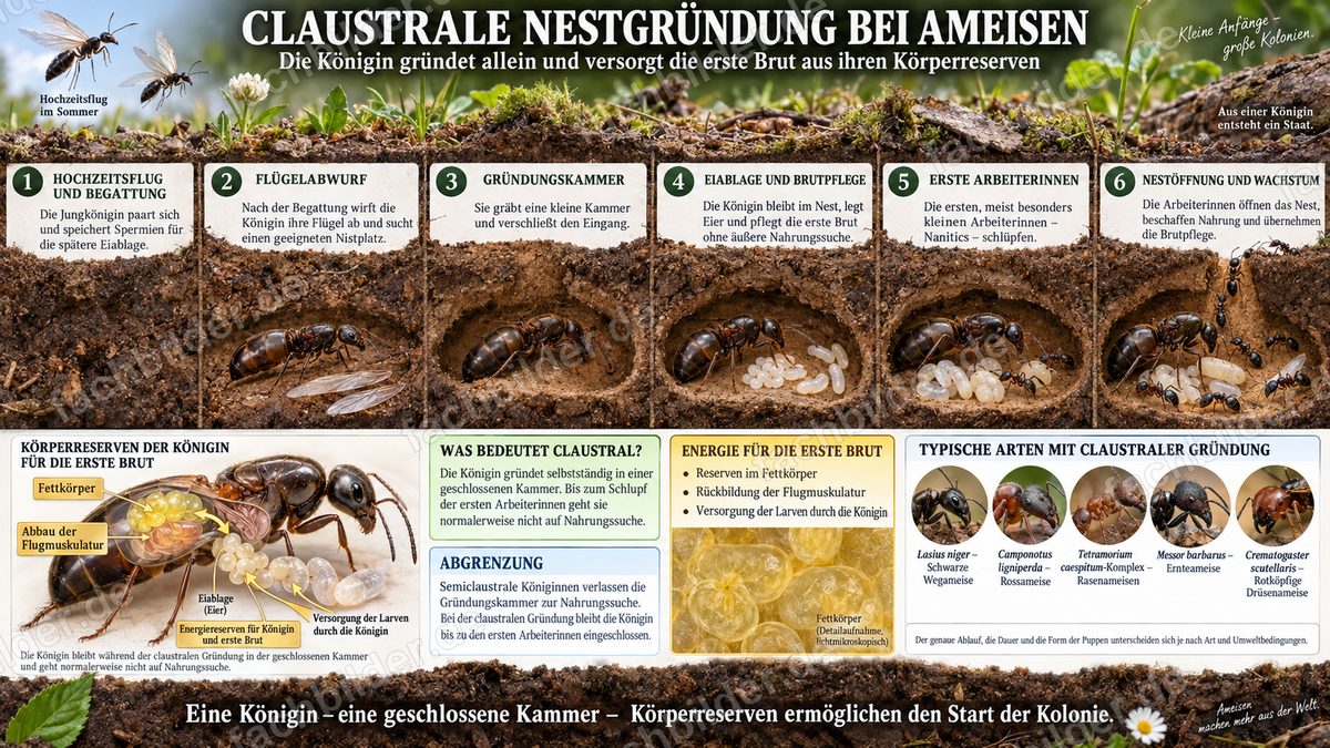 Claustrale Nestgründung bei Ameisen