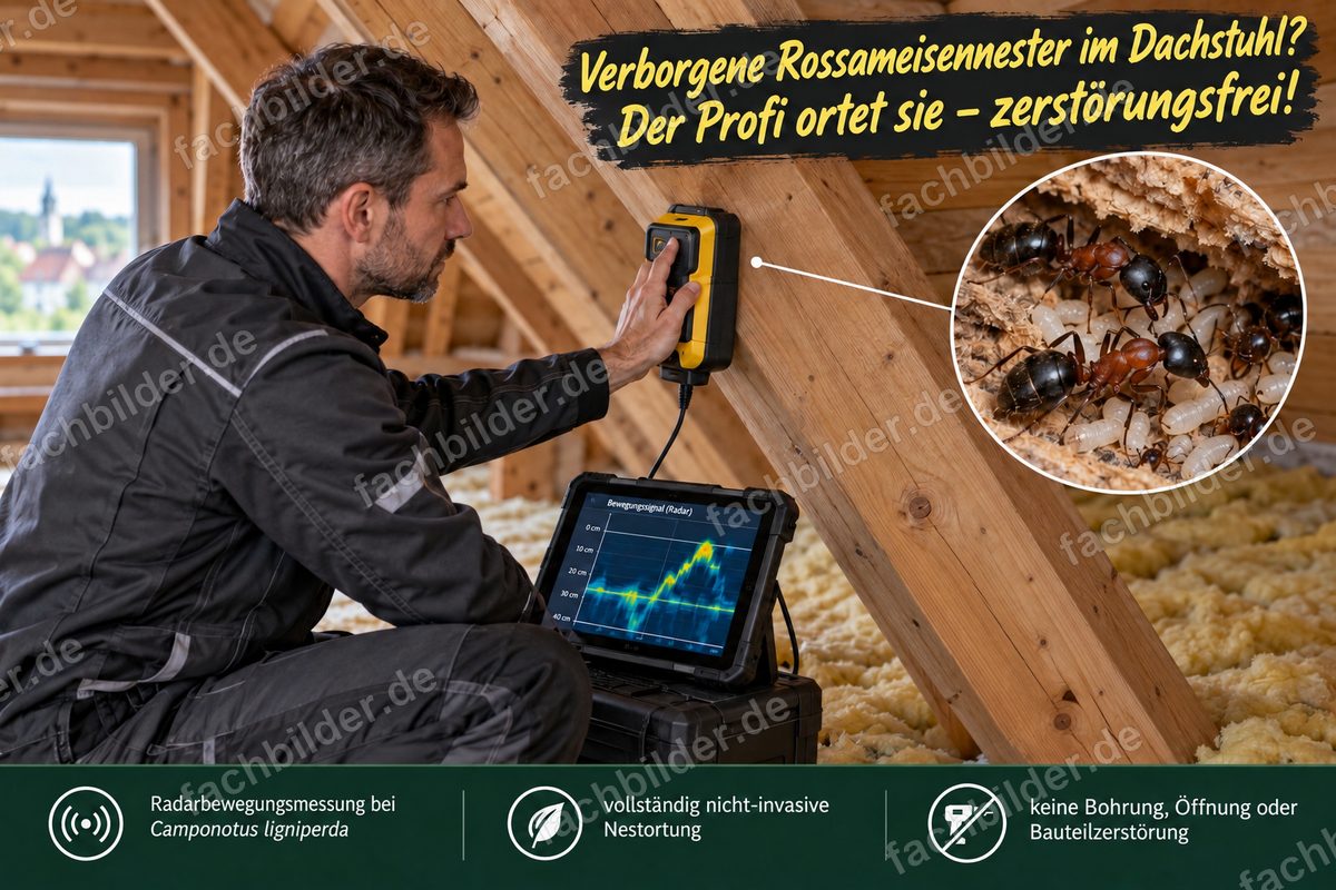 Ameisen-Nestsuche im Dachstuhl