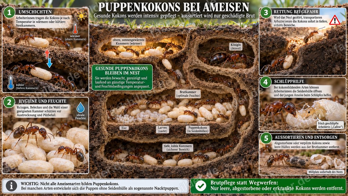 Puppenkokons bei Ameisen
