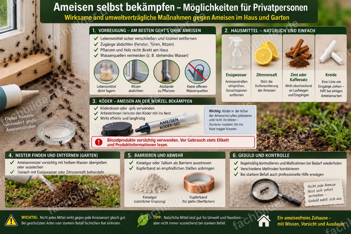 Ameisen selbst bekämpfen: Möglichkeiten für Privatpersonen