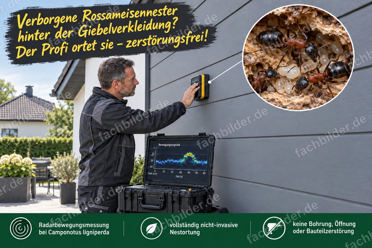 Ameisennest-Suche an Fassadenverkleidung