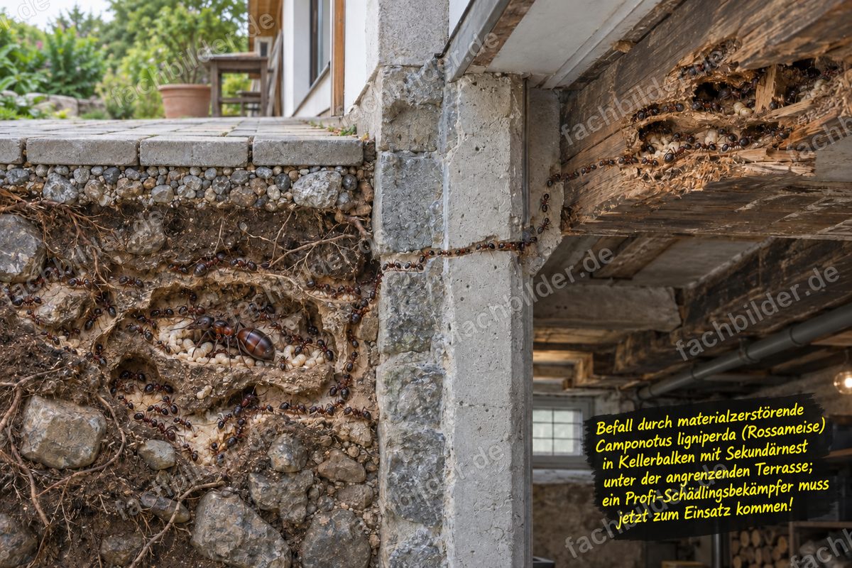 Camponotus ligniperda: der Holzzerstörer an Deckenbalken