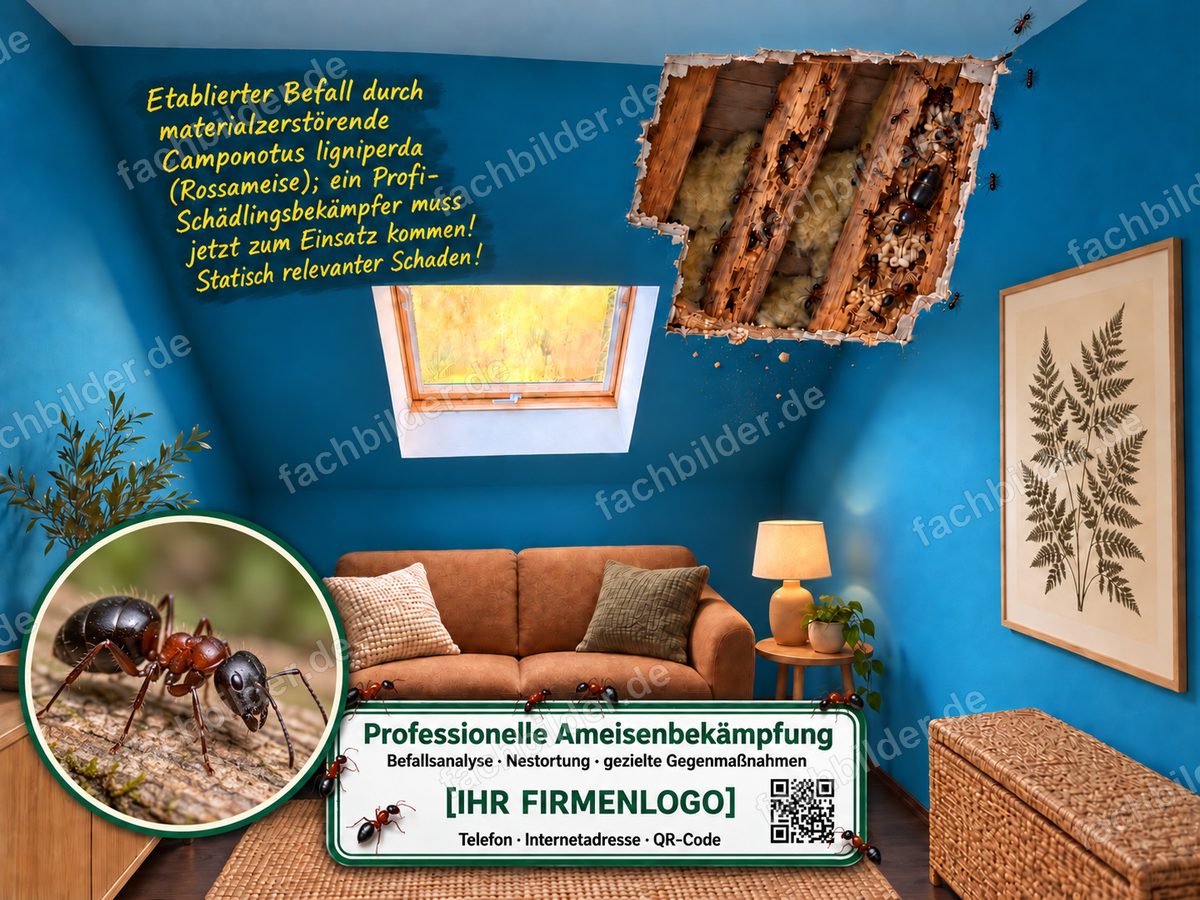 Camponotus ligniperda in der warmen Dachschräge