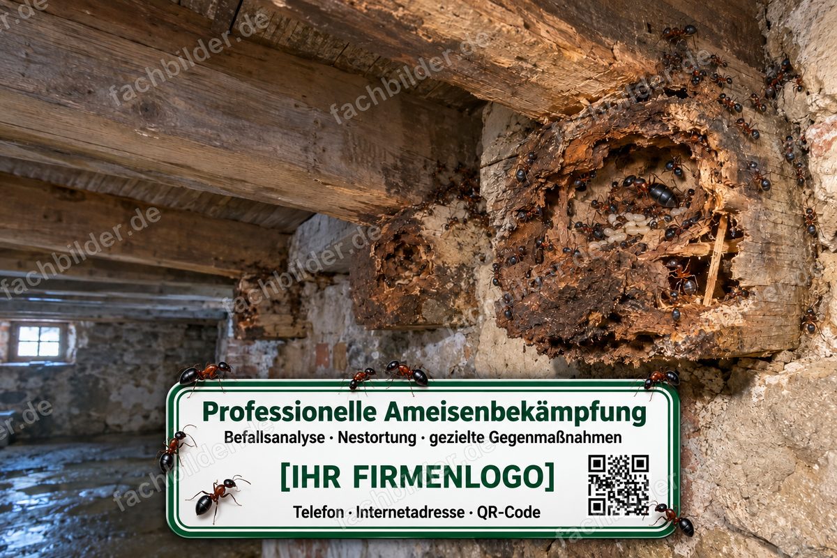 Camponotus ligniperda: Nester im Kellerdeckenbalken