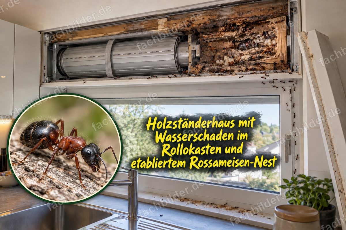 Camponotus ligniperda: Schäden im Holzständerhaus