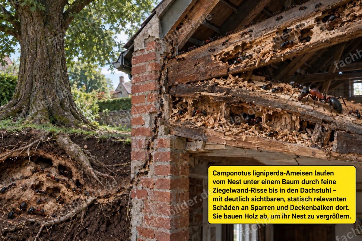 Camponotus ligniperda und Ihr Haus verabschiedet sich