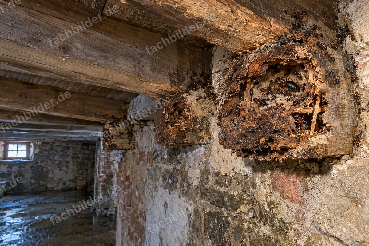 Camponotus ligniperda und seine Nester im Keller