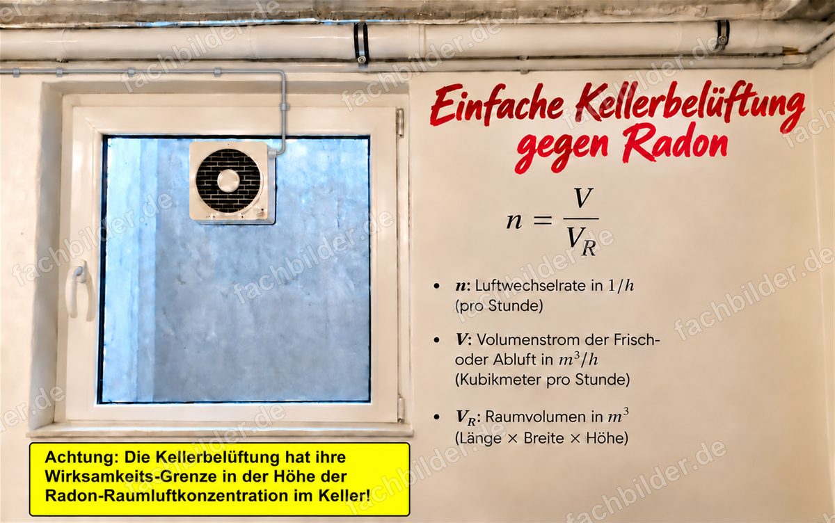Einfache Kellerbelüftung gegen Radon: Luftwechselrate und Wirksamkeitsgrenze