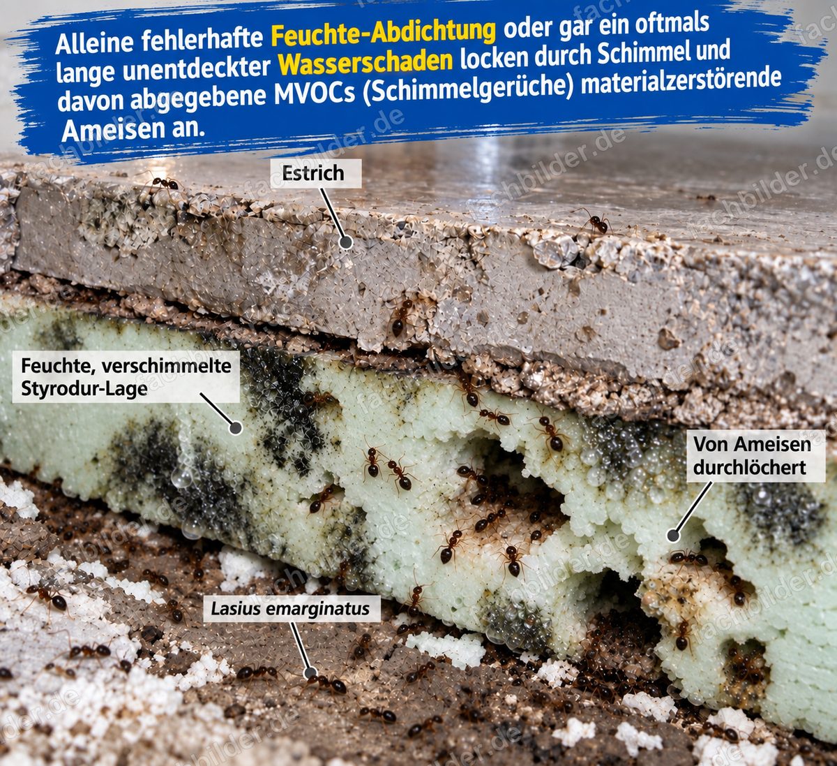 Fehlerhafte Feuchteabdichtung und die Holzameisen sind da