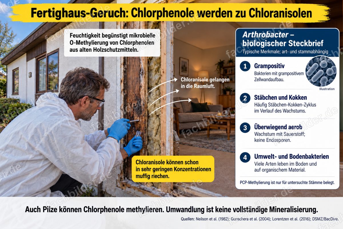 Fertighaus-Geruch: Chlorphenole werden zu Chloranisolen, mit Steckbrief