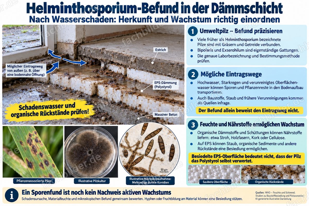 Helminthosporium-Befund in der Dämmschicht