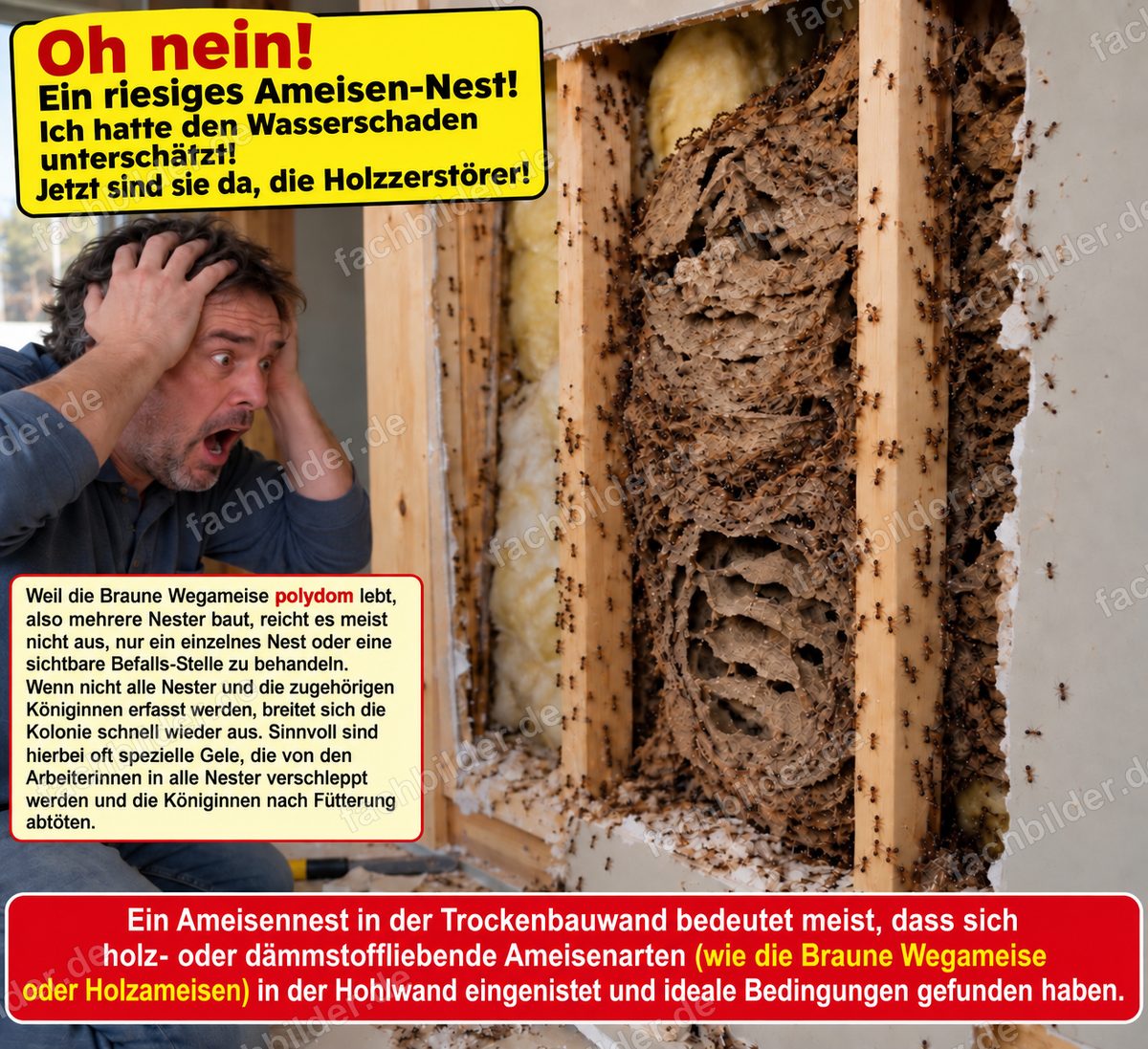 Holzameisen können Nester in der Fassade bauen