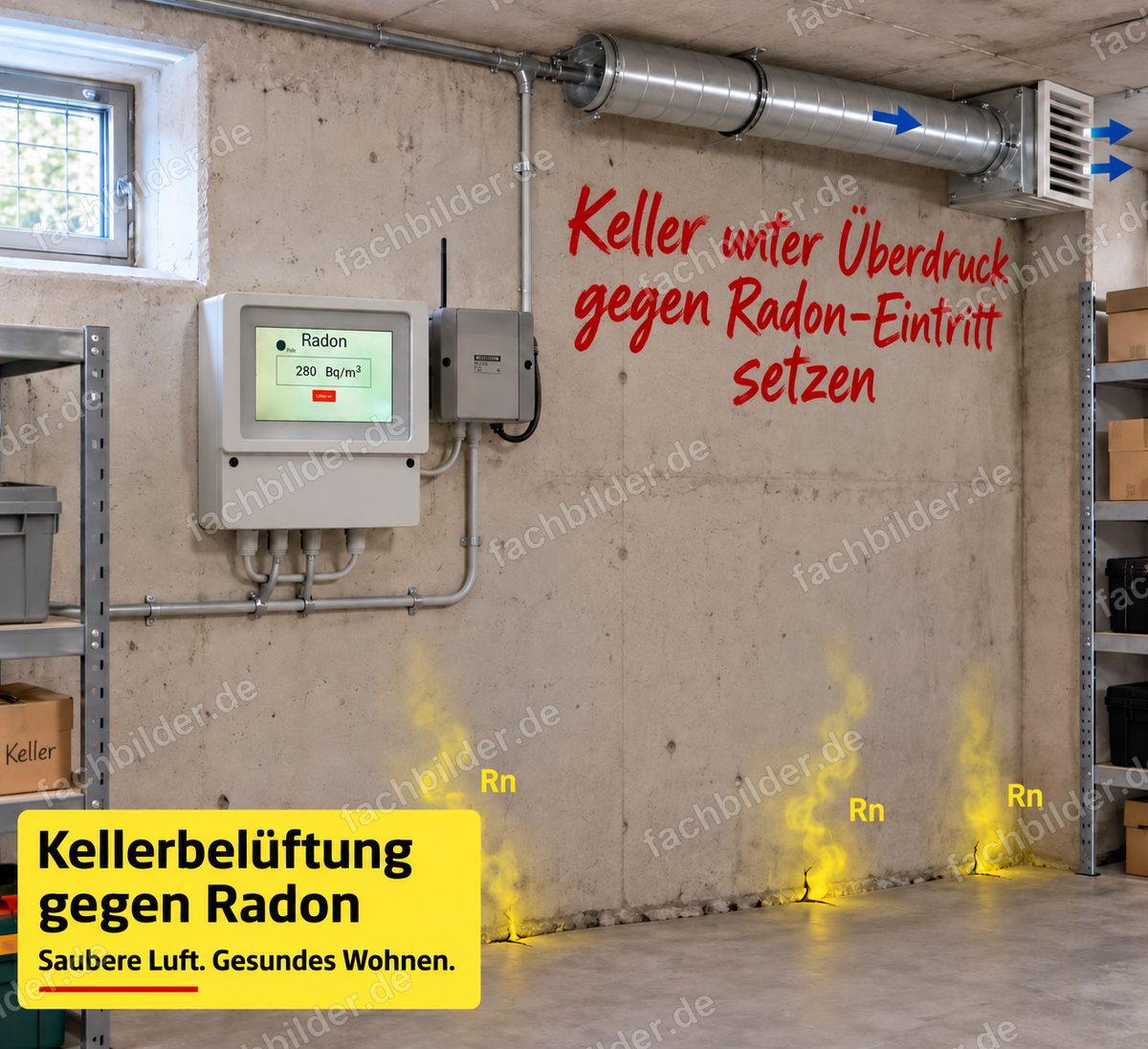 Keller unter Überdruck gegen Radon-Eintritt setzen