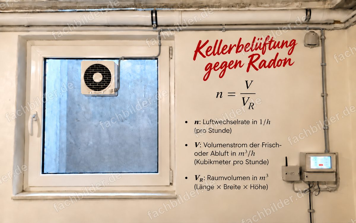 Kellerbelüftung gegen Radon mit Steuereinheit