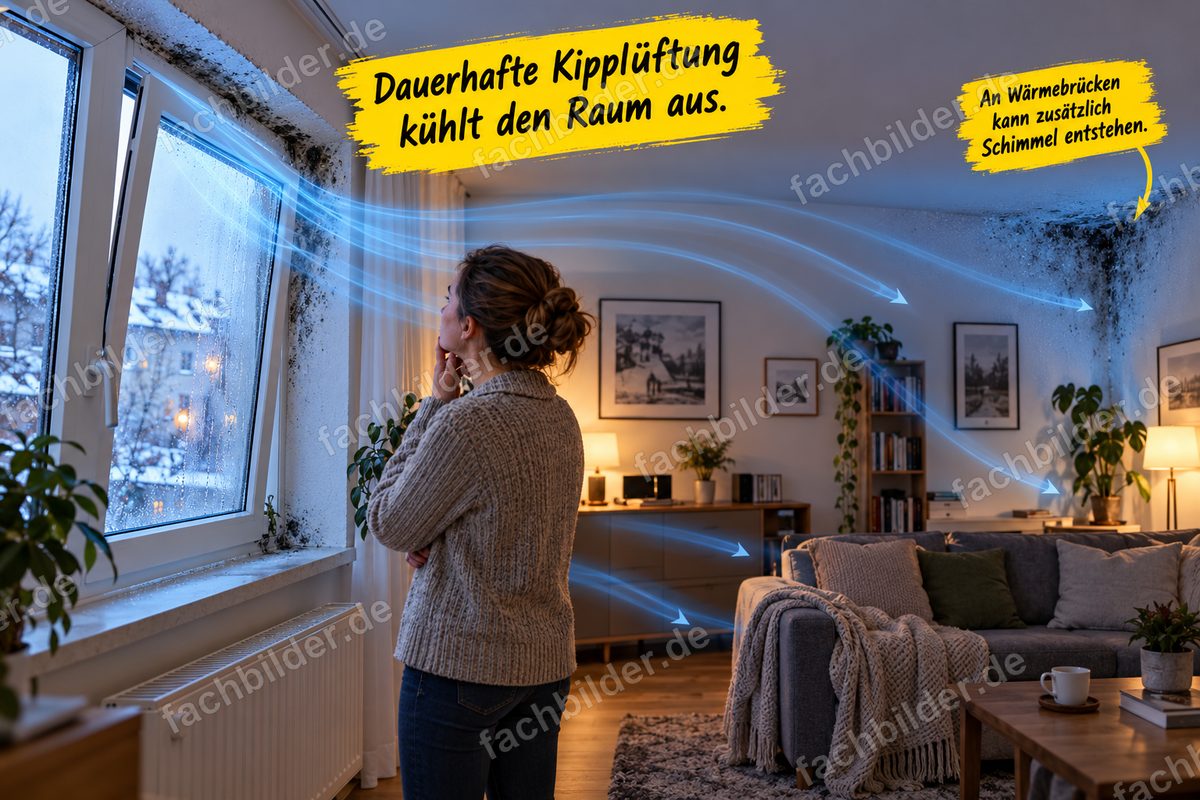 Dauerhafte Kipplüftung kühlt den Raum aus