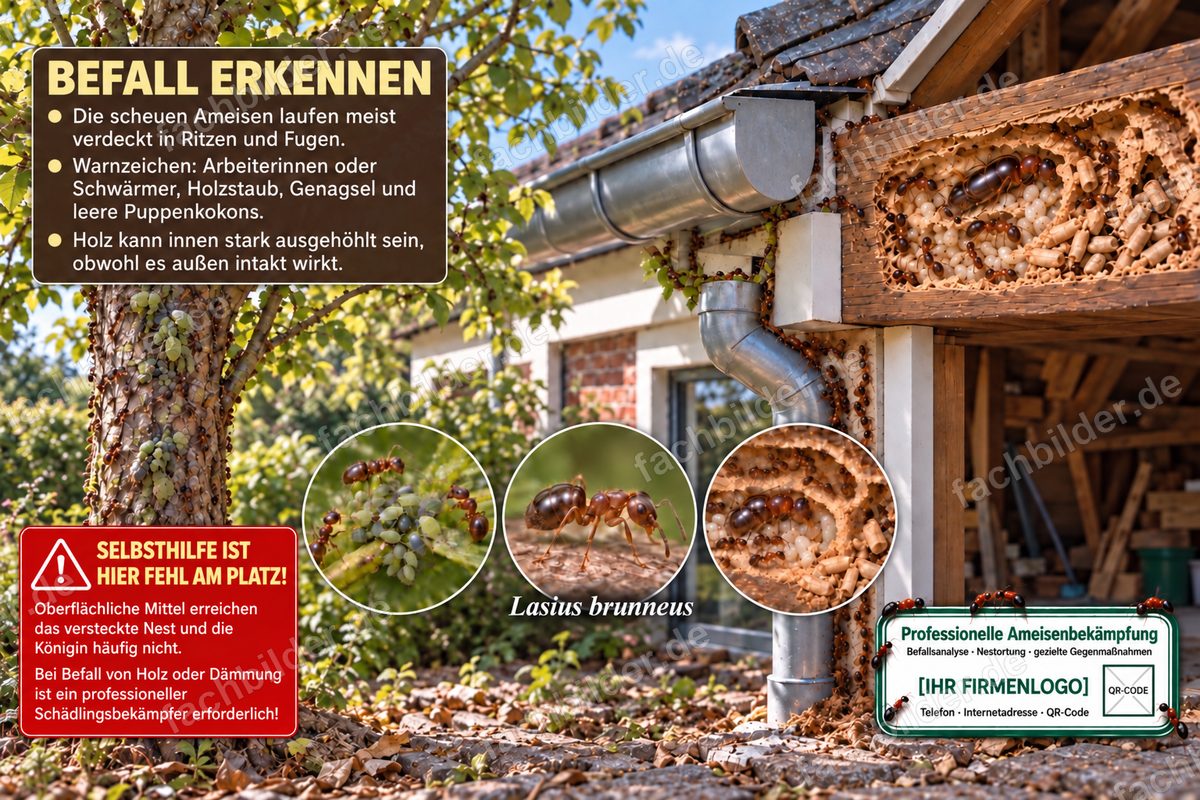Lasius brunneus: Befall vom Profi bekämpfen lassen