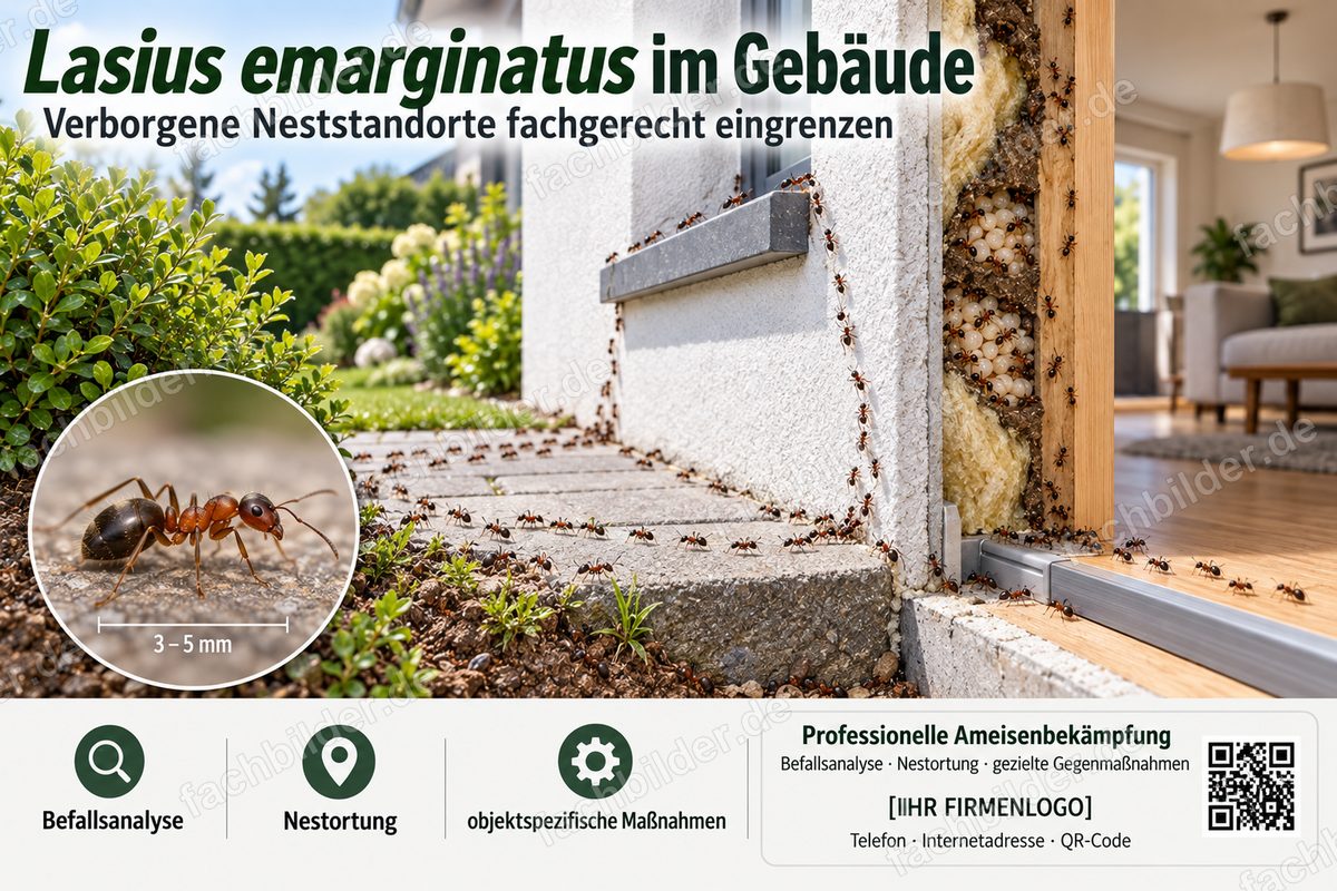 Lasius emarginatus tritt in Gebäuden zerstörerisch auf