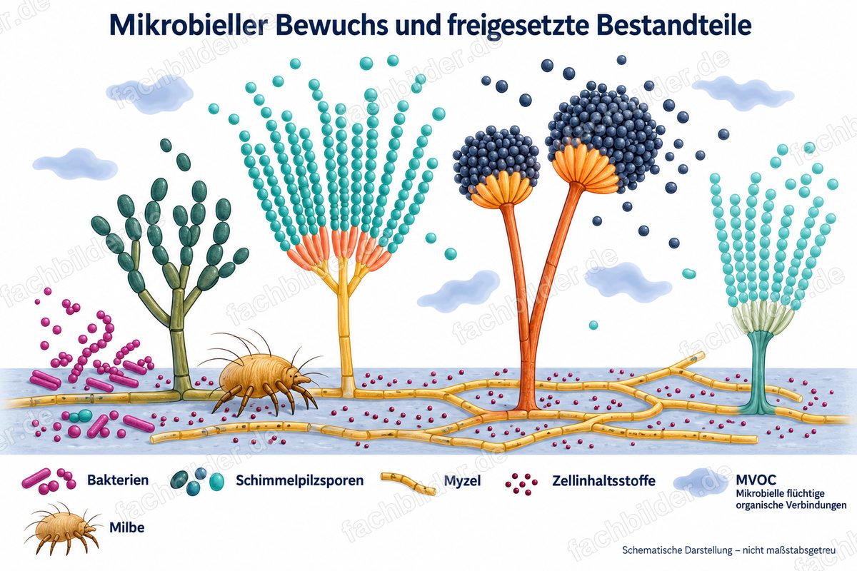 Mikrobieller Bewuchs und freigesetzte Bestandteile