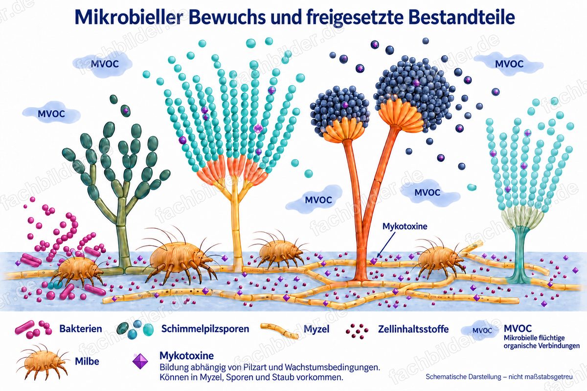 Mikrobieller Bewuchs mit MVOC und Mykotoxinen