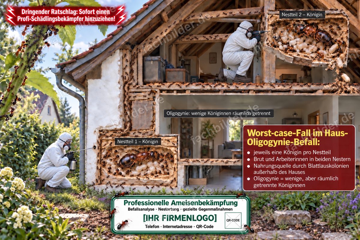 Oligogynie bei Holzameisen im Haus