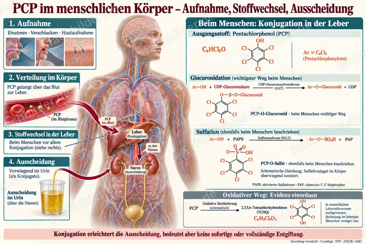 PCP im menschlichen Körper: Aufnahme, Stoffwechsel, Ausscheidung