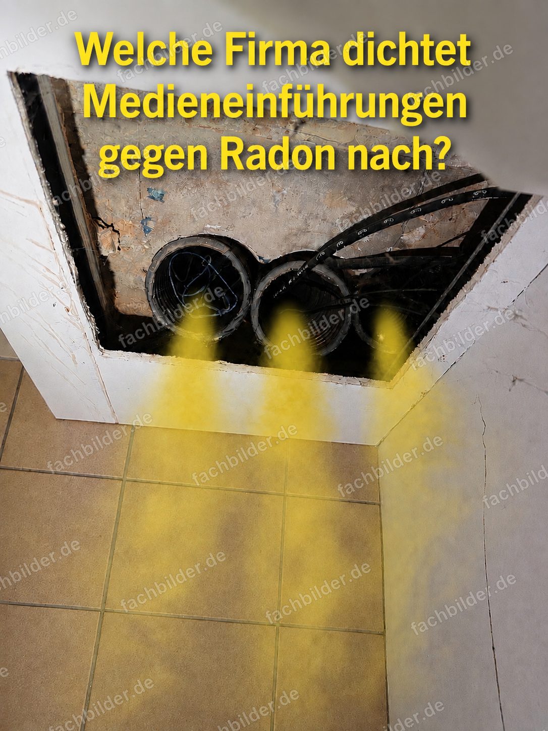 Radon dringt über offene Leerrohre in den Keller ein