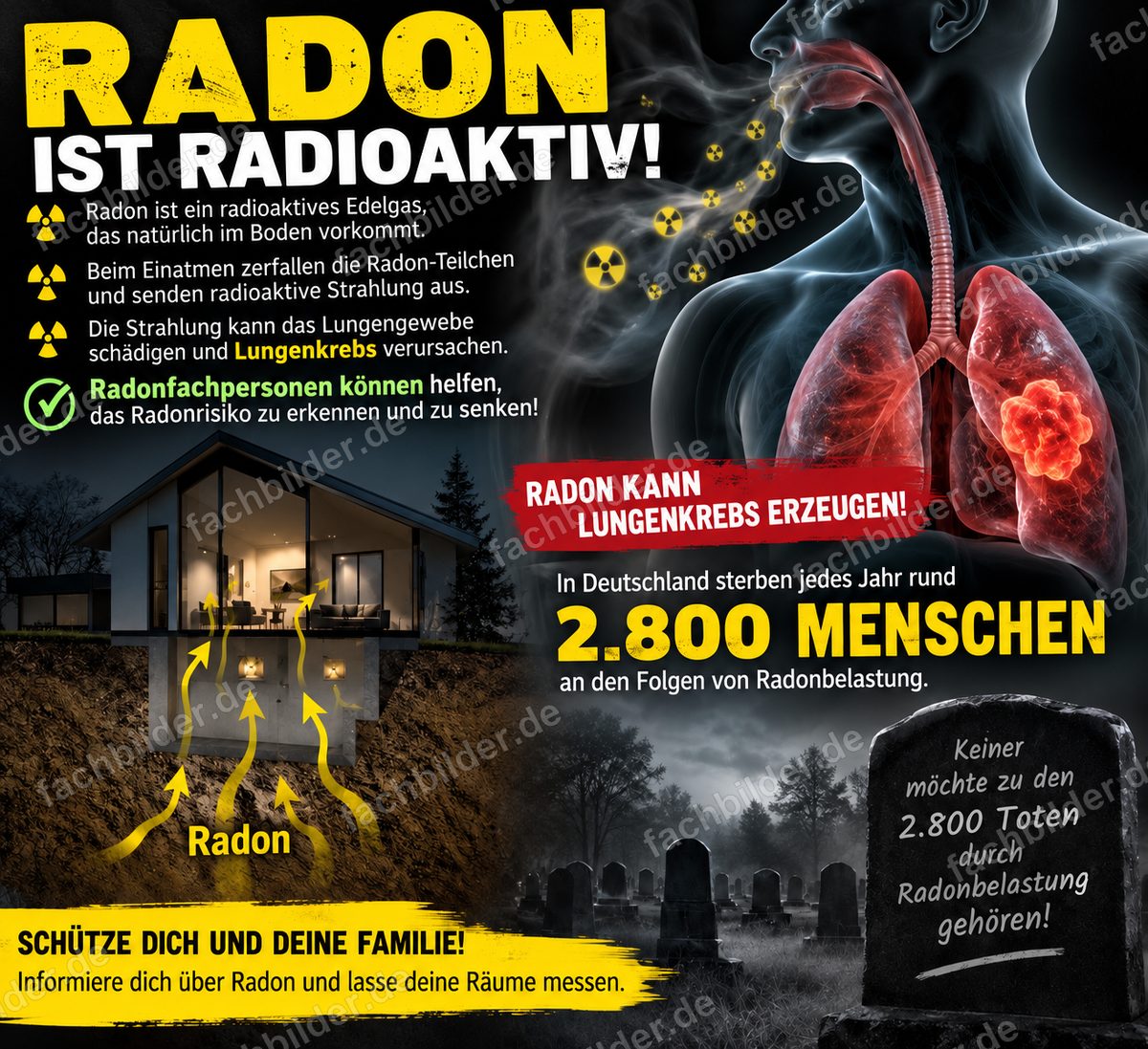 Radon ist radioaktiv: Keiner möchte zu den 2800 Toten gehören
