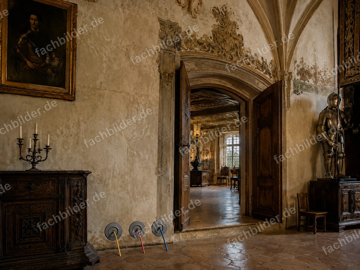 Schloss: Leerrohre hinter dem Sideboard gasdicht verschlossen
