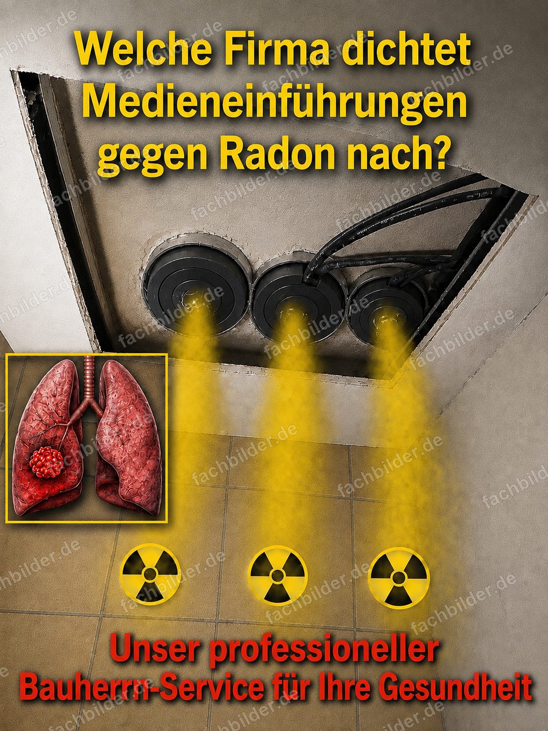 Welche Firma dichtet Medieneinführungen gegen Radon nach?
