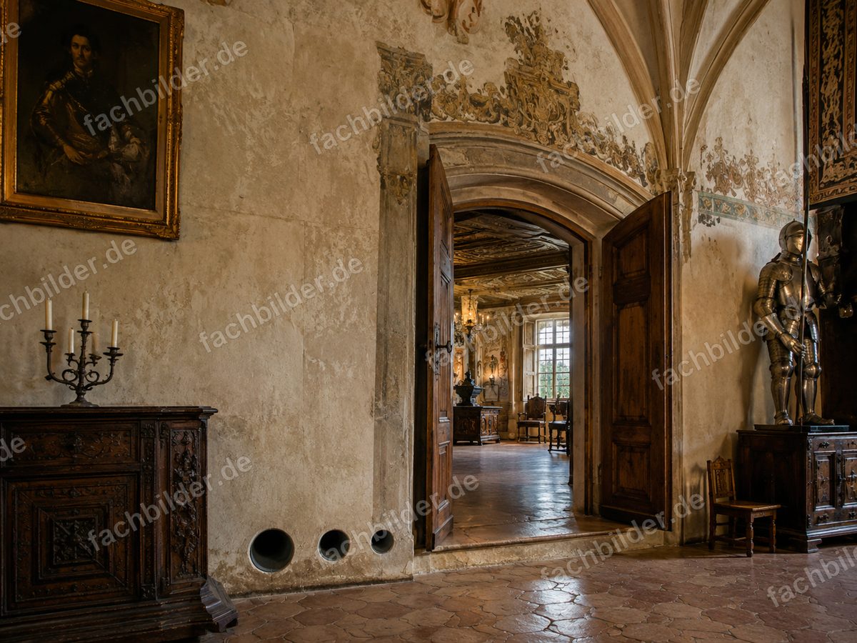 Schloss: offene Leerrohre hinter dem Sideboard