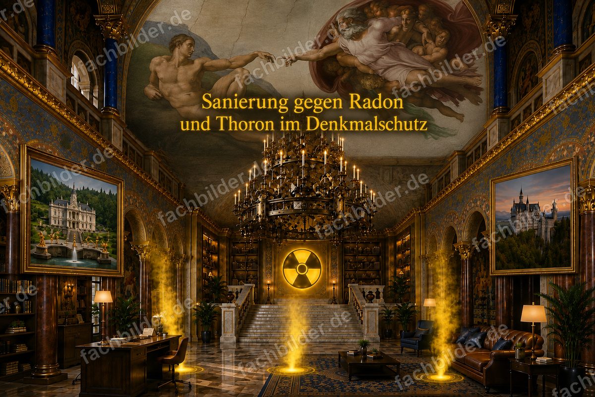 Sanierung gegen Radon und Thoron im Denkmalschutz: Saal mit Gemälden