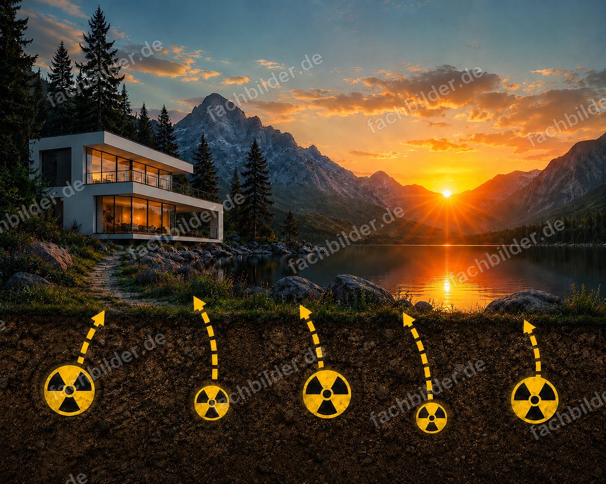 Radon und Thoron steigen aus dem Erdreich zum Haus auf