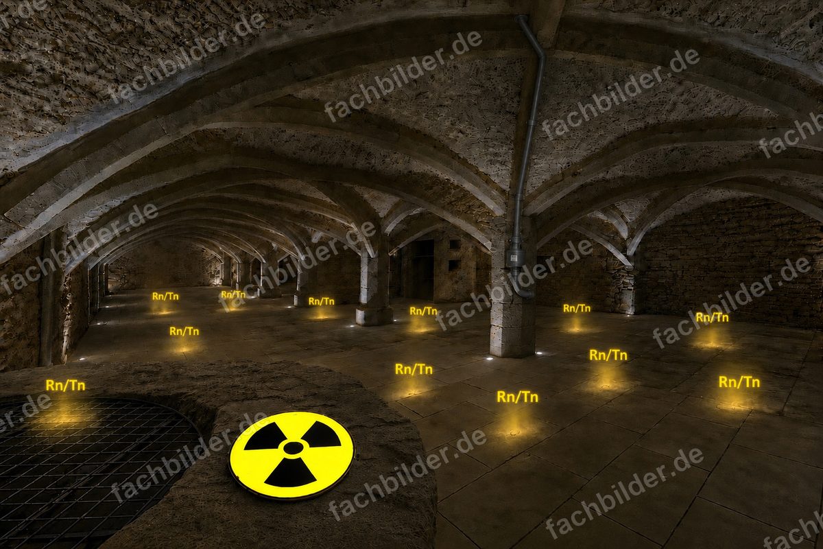 Radon und Thoron kurz vor dem Aktivieren der Radon-Unterbodenabsaugung