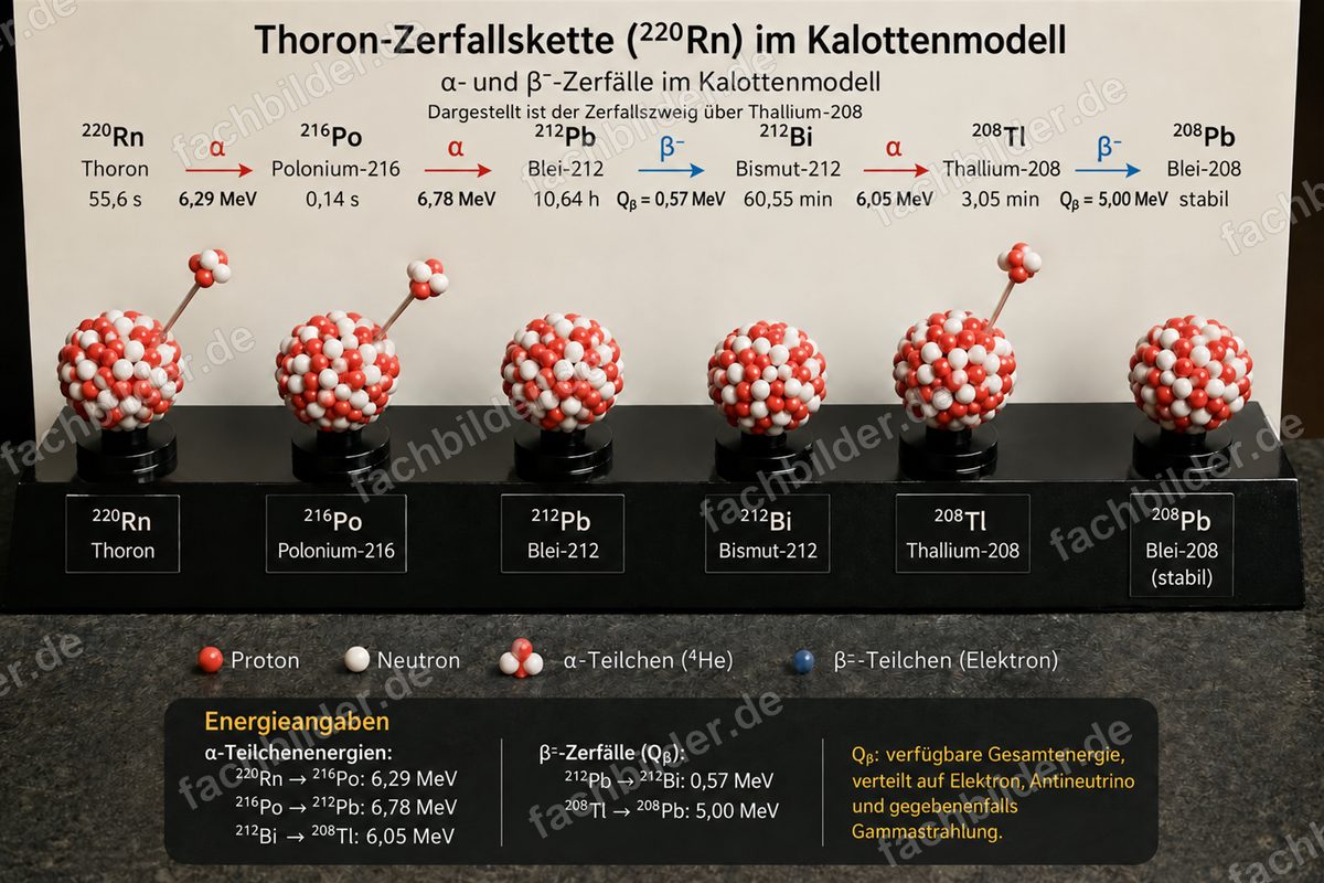 Thoron-Zerfallskette im Kalottenmodell