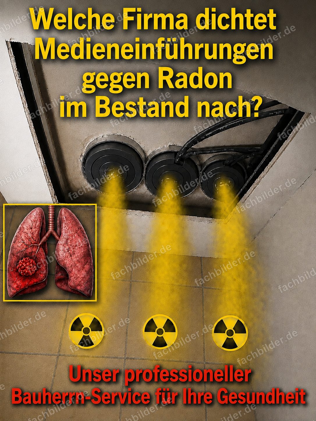 Undichte Medieneinführungen öffnen dem Radon Tür und Tor