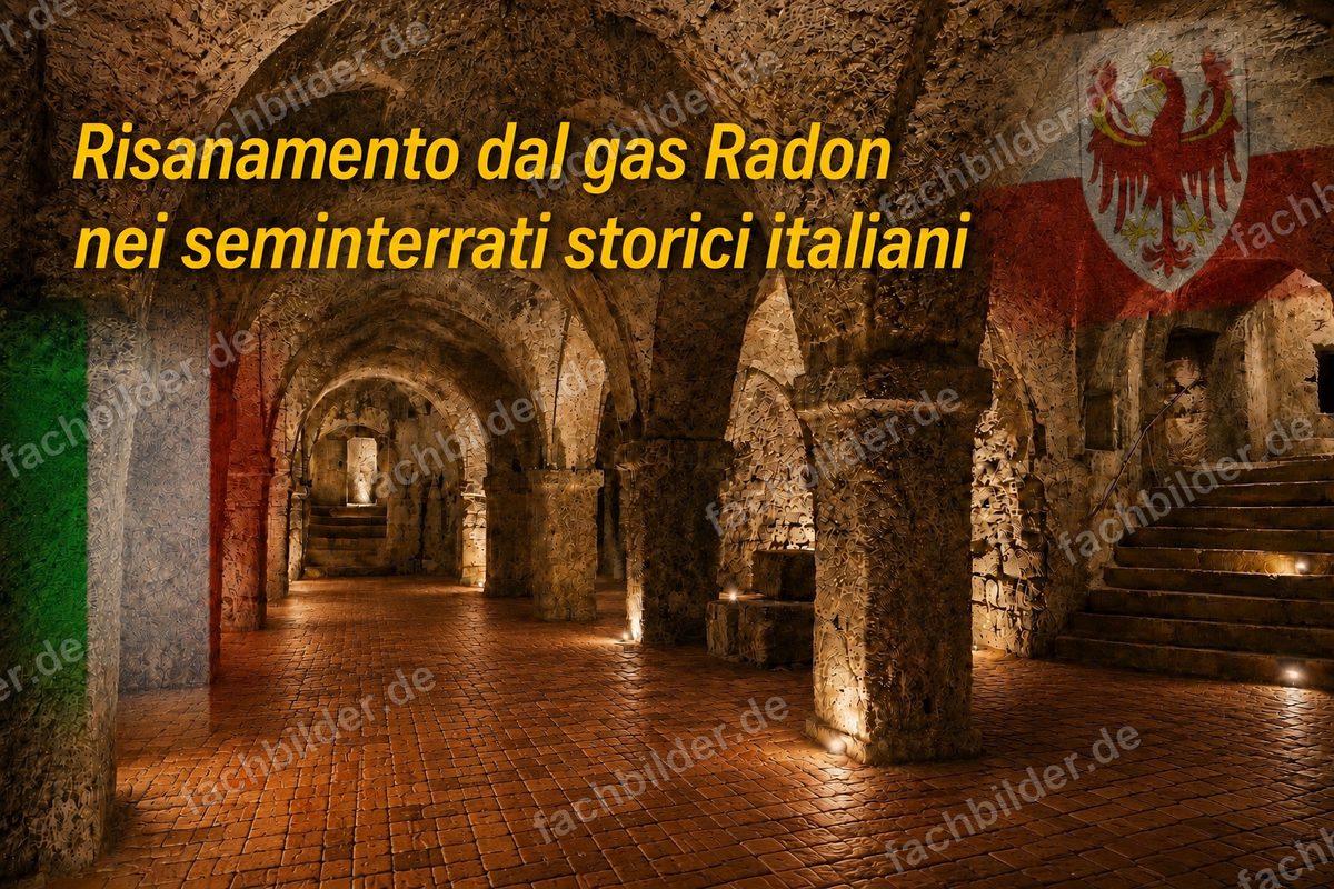 Radonsanierung in historischen Kellern Südtirols (italienische Beschriftung)