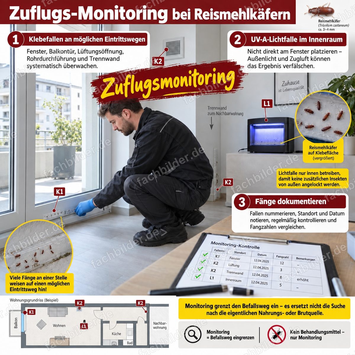 Zuflugs-Monitoring bei Reismehlkäfern