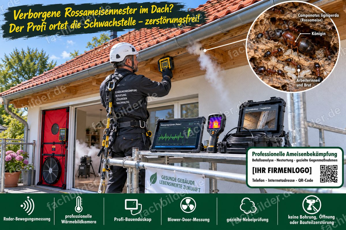 Verborgene Rossameisennester im Dach: Nestsuche mit Nebel und Scanner