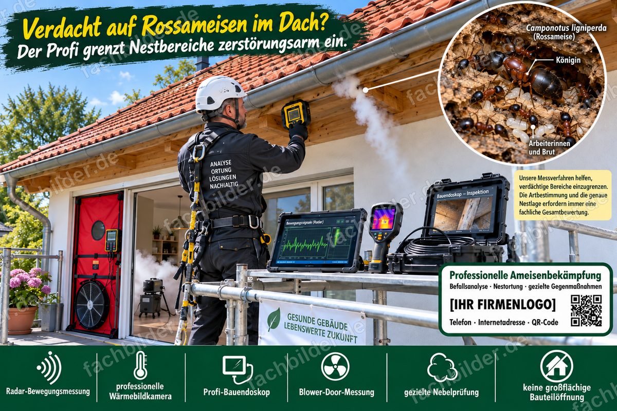 Verdacht auf Rossameisen im Dach: Nestbereiche zerstörungsarm eingrenzen