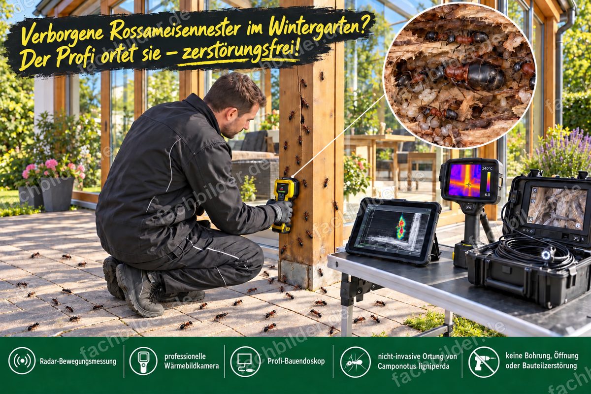 Scannen eines Ameisennestes im Wintergarten-Ständer