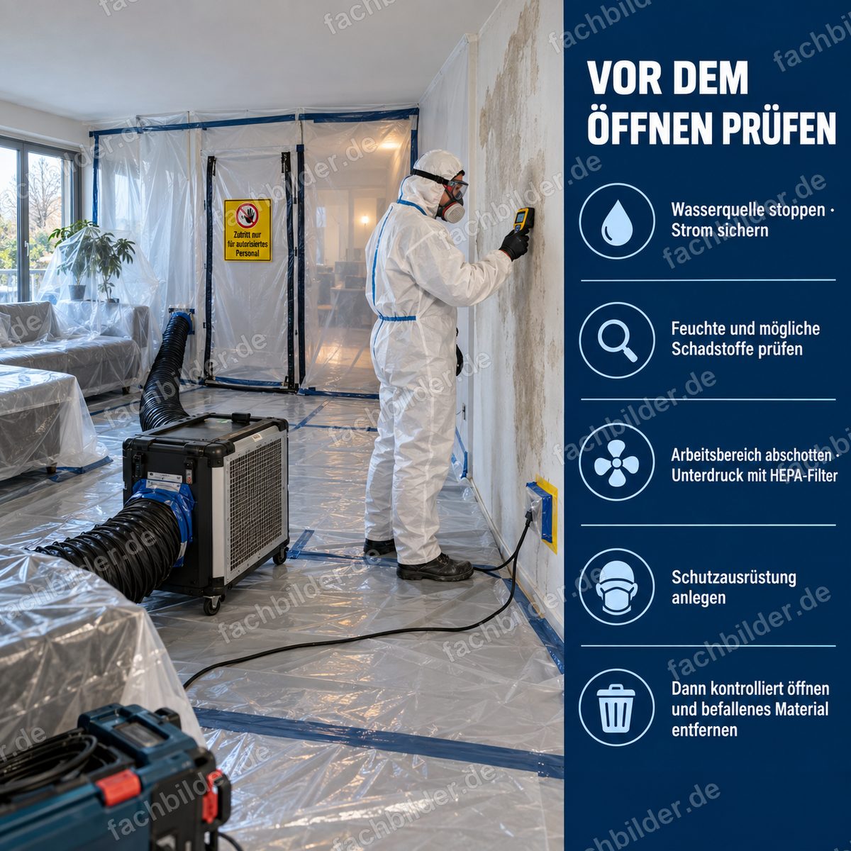 Verschimmelter Gipskarton: vor dem Öffnen prüfen