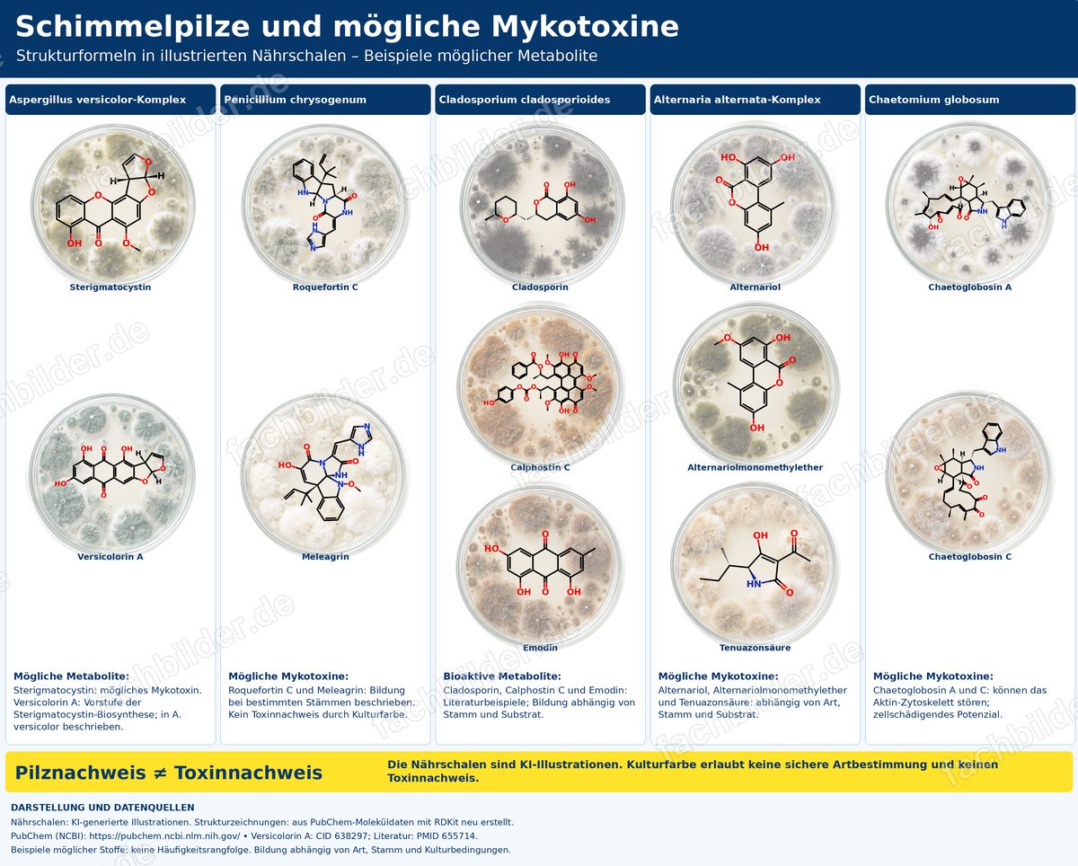 Schimmelpilze und mögliche Mykotoxine in Nährschalen