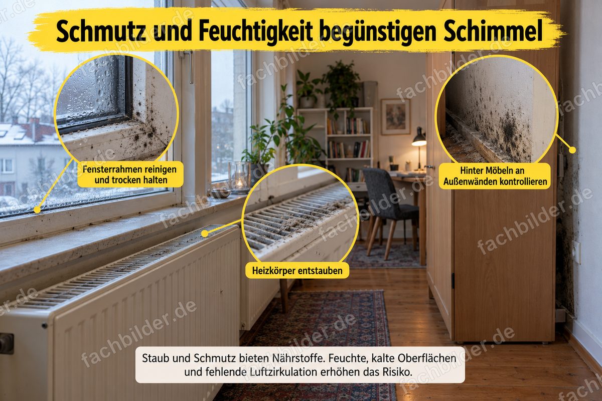 Schmutz und Feuchtigkeit begünstigen Schimmel