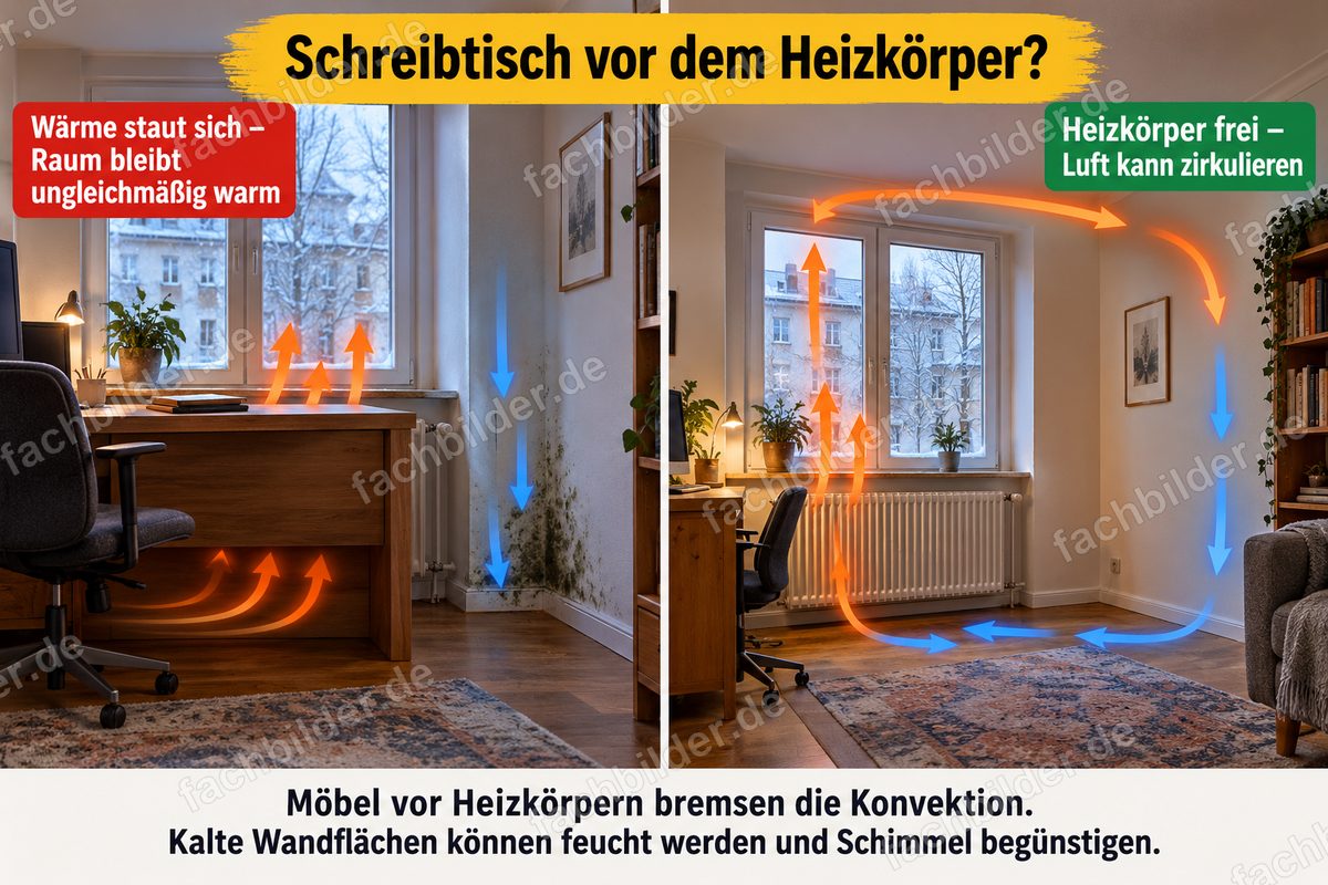 Schreibtisch vor dem Heizkörper?