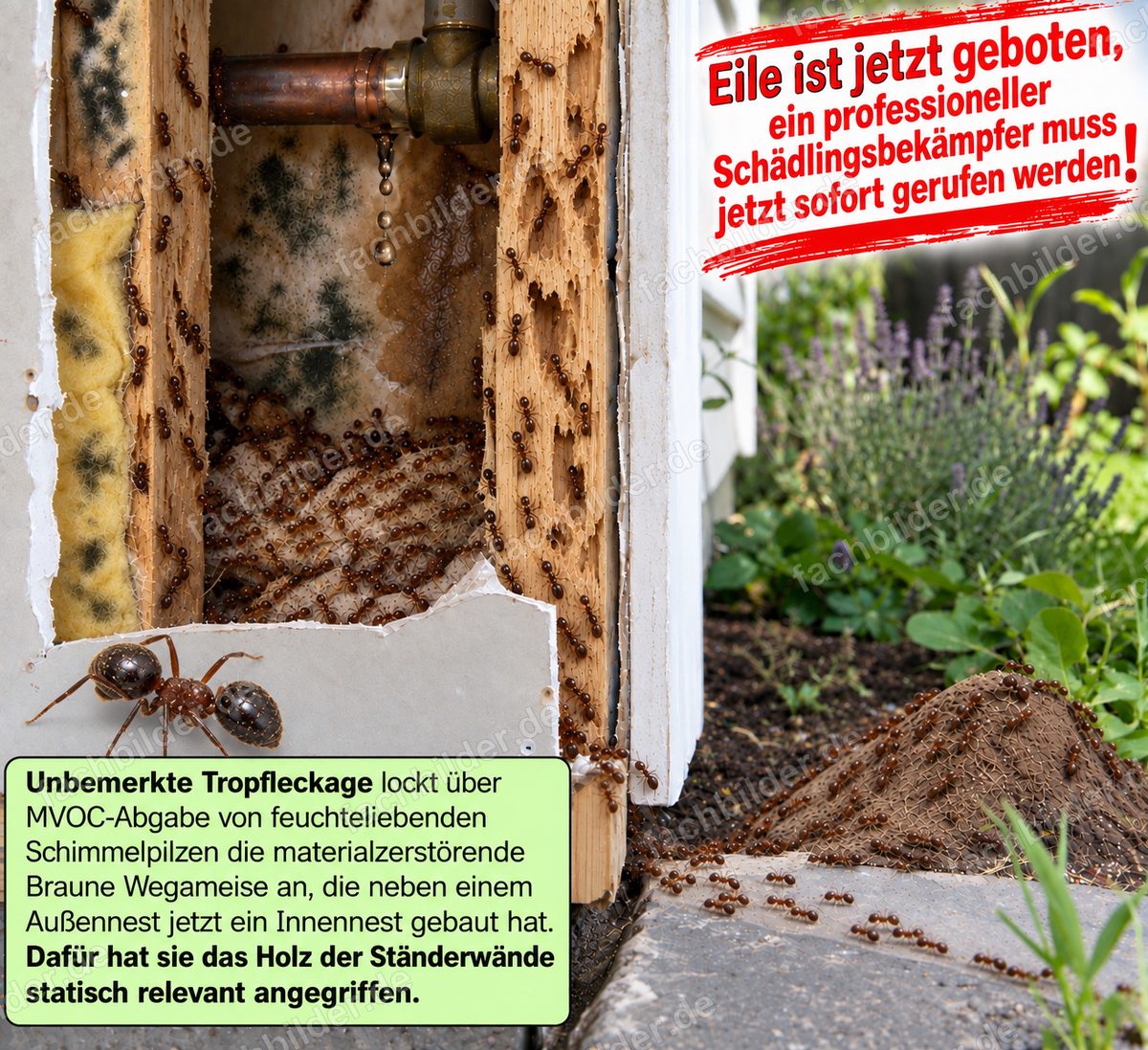 Tropfleckage und die Holzameisen sind da