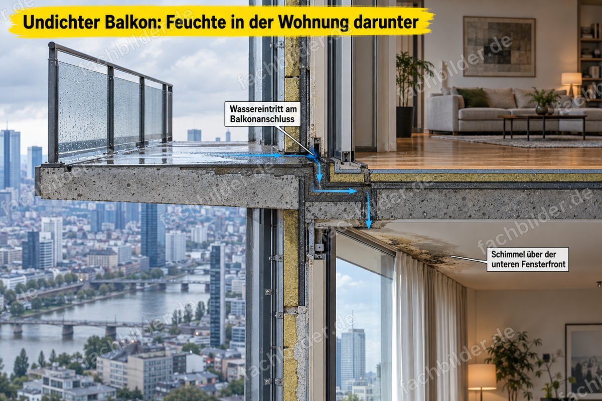 Undichter Balkon: Feuchte in der Wohnung darunter