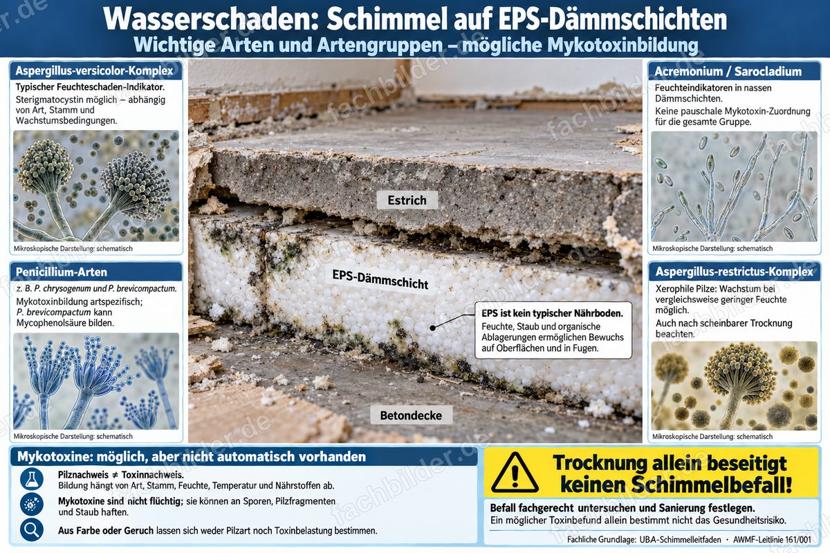 Wasserschaden: Schimmel auf EPS-Dämmschichten