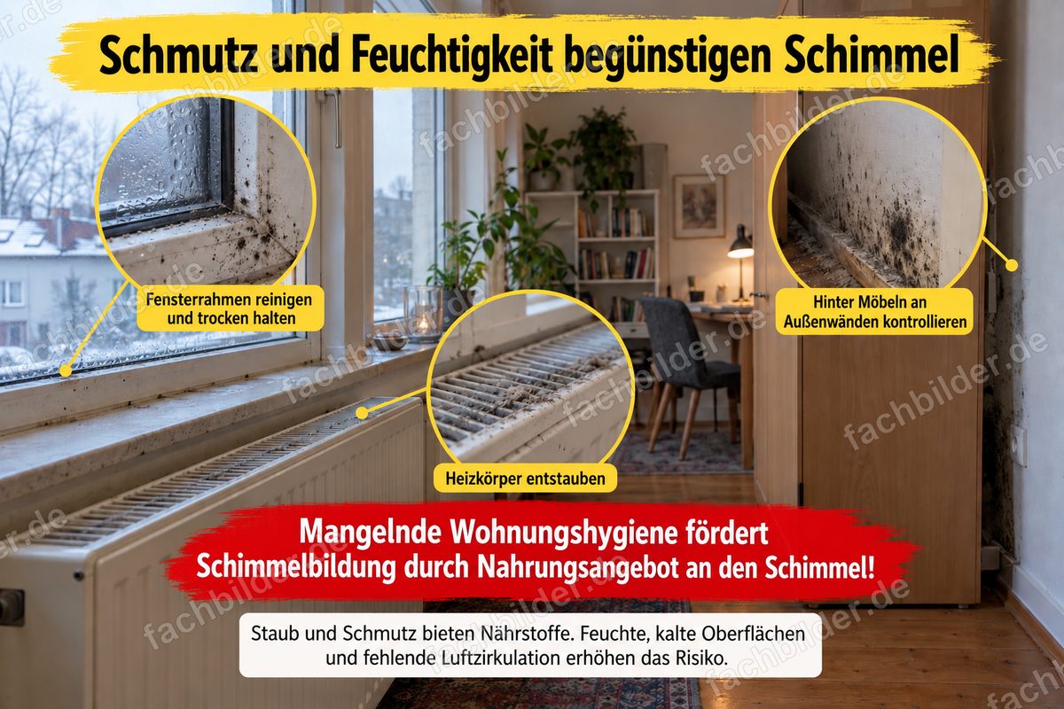 Mangelnde Wohnungshygiene fördert Schimmelbildung