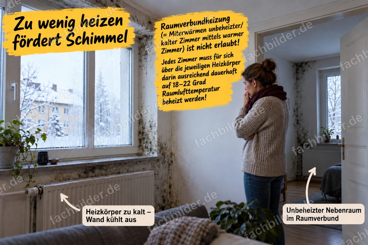 Zu wenig heizen fördert Schimmel: Raumverbundheizung
