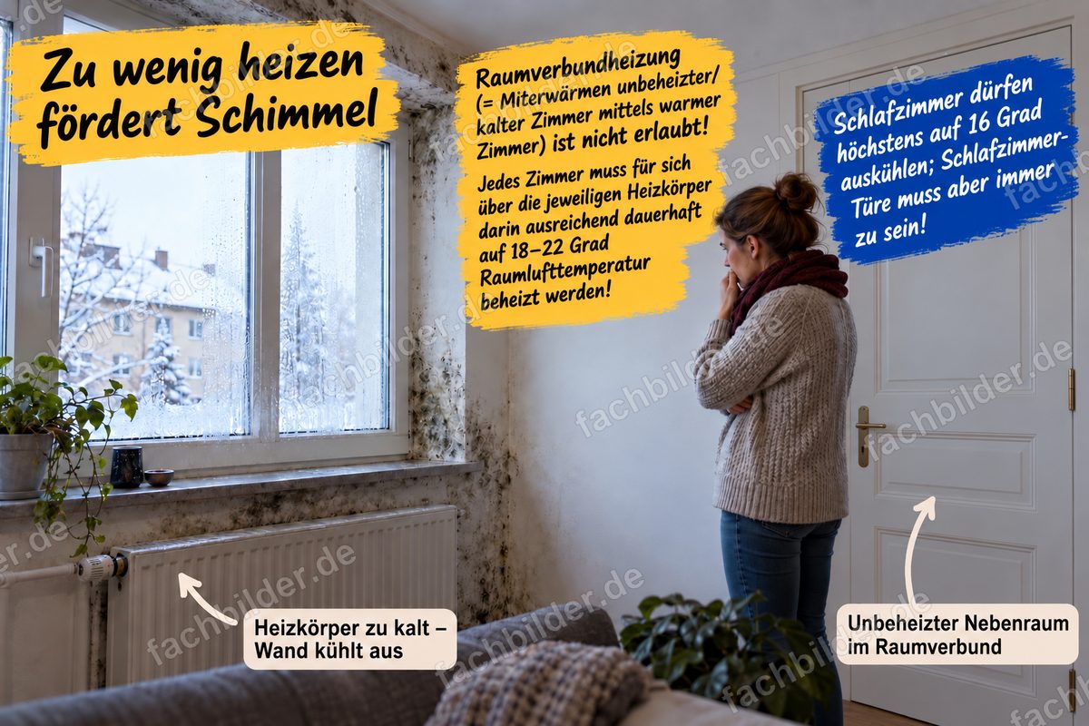 Zu wenig heizen fördert Schimmel: Schlafzimmer und Raumverbund